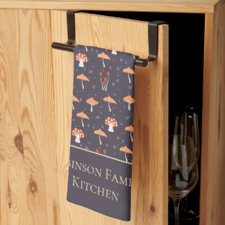 Retro Mushroom Pattern Family  Kitchen Towel