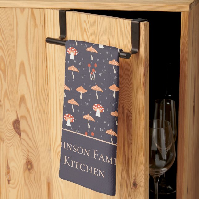 Retro Mushroom Pattern Family  Kitchen Towel (Thirds Fold)