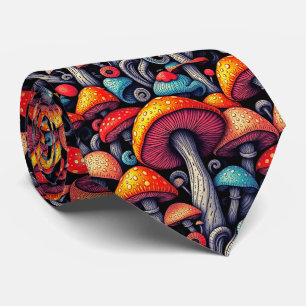 Retro Mushroom Whimsy Neck Tie