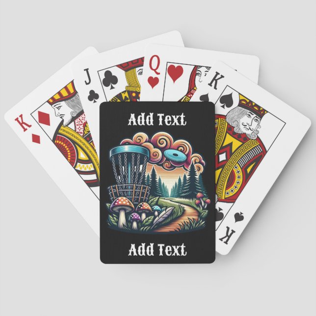 Retro Mushrooms and Disc Golf Course Ai Art Poker Cards (Back)