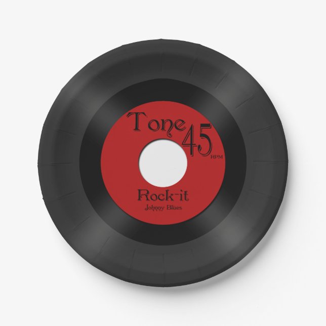 Retro Music 45 Record Paper Plates (Front)