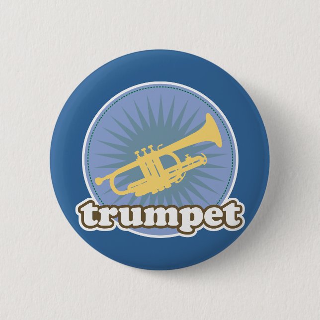 Retro Music Attitude Trumpet Gift Button (Front)