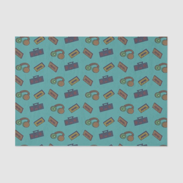 Retro Music Audio Icons Pattern Tissue Paper (Front)