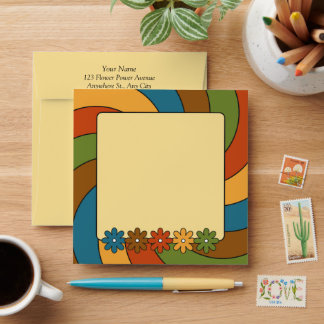 Retro Music Birthday Party Groovy 60s Color Tones Envelope