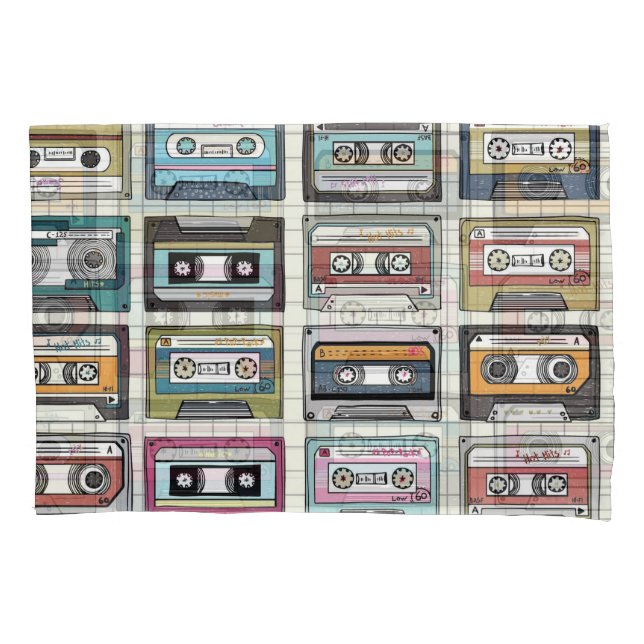Retro Music Cassette: Nostalgic Icon Pillow Case (Front)
