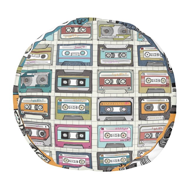 Retro Music Cassette: Nostalgic Icon Pouf (Bottom)
