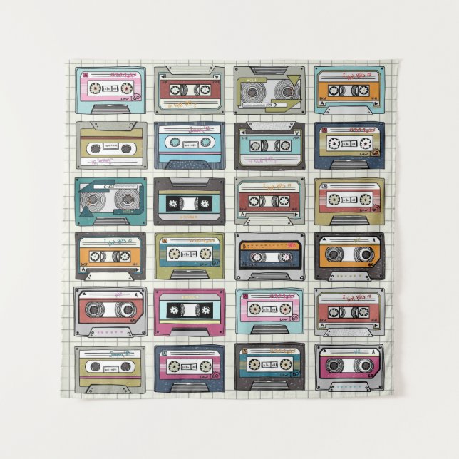 Retro Music Cassette: Nostalgic Icon Tapestry (Front)