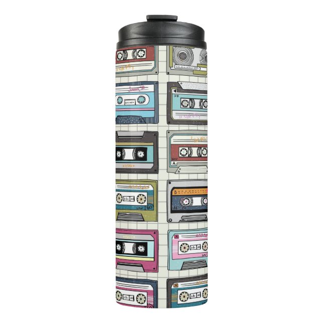 Retro Music Cassette: Nostalgic Icon Thermal Tumbler (Front)