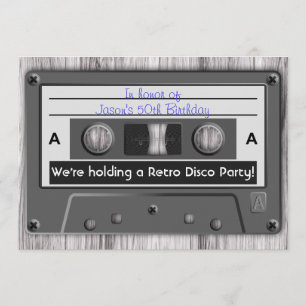 Retro Music Cassette Tape Disco Party Invitation