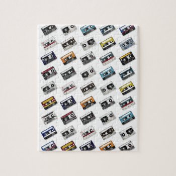 Retro Music Cassette Tapes Jigsaw Puzzle by vectortoons at Zazzle