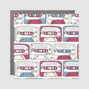 Retro Music Cassettes: Rock Background Pattern Car Magnet