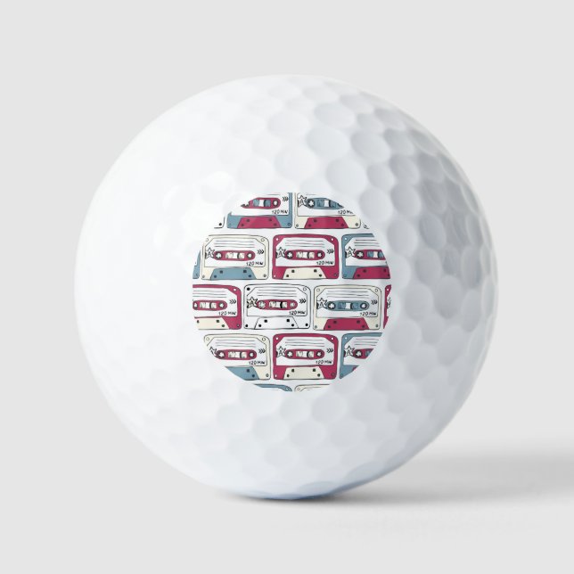 Retro Music Cassettes: Rock Background Pattern Golf Balls (Front)