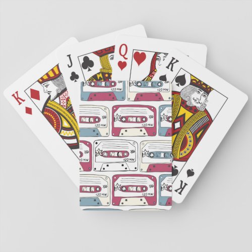 Retro Music Cassettes Rock Background Pattern Playing Cards
