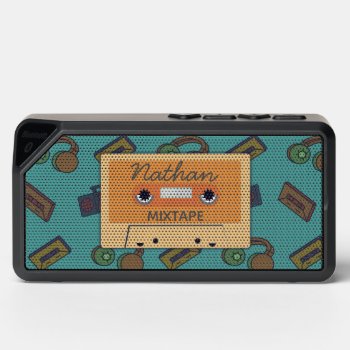 Retro Music Collage Mixtape Personalised Bluetooth Speaker by DippyDoodle at Zazzle