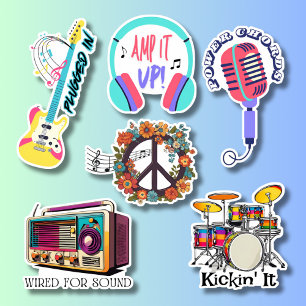 Retro Music Collection Waterproof  Sticker