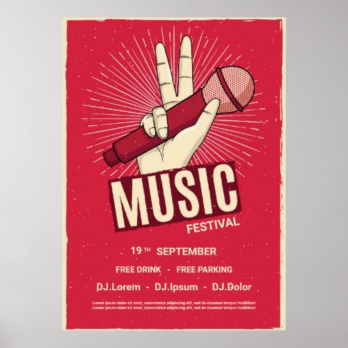 Retro music concert event announcement Invitation Poster