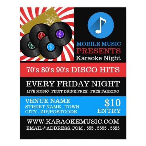 Retro Music Design Karaoke Event Advertising Flyer