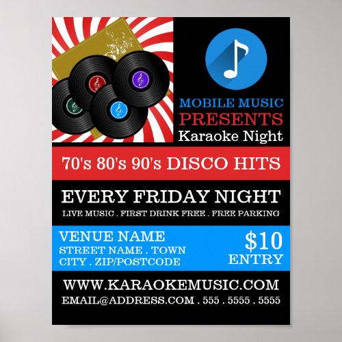 Retro Music Design Karaoke Event Advertising Poster