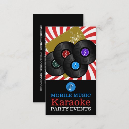 Retro Music Design Karaoke Event Organizer Business Card