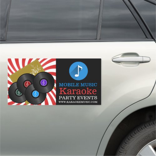 Retro Music Design Karaoke Event Organizer Car Magnet