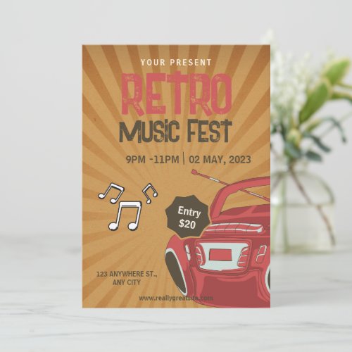 Retro Music Fest Flyer Retro Music Party Invite
