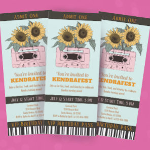 Retro Music Festival Dance Party Ticket Birthday