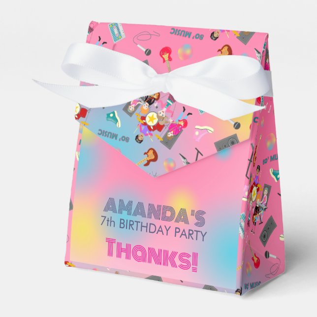 Retro music girls band Birthday Party Favor Boxes (Front Side)