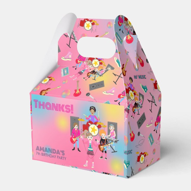 Retro music girls band Birthday Party Favor Boxes (Front Side)