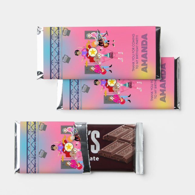 Retro music girls band Birthday Party Hershey Bar Favors (Front)