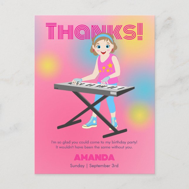 Retro music girls band Birthday Party Postcard (Front)