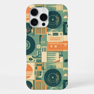 Retro Music Lover Abstract Vinyls Tapes iPhone 16 Pro Max Case