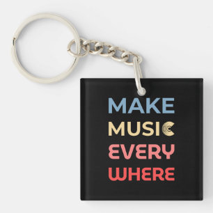 Retro Music Lover Gift – Make Music Everywhere Keychain