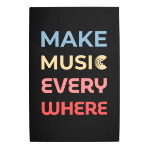 Retro Music Lover Gift – Make Music Everywhere Metal Print