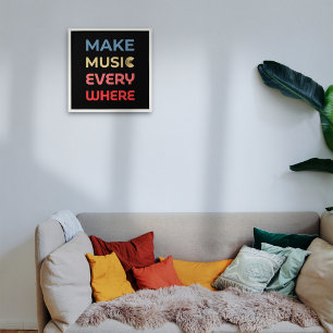 Retro Music Lover Gift – Make Music Everywhere Peel And Stick Photo Tile