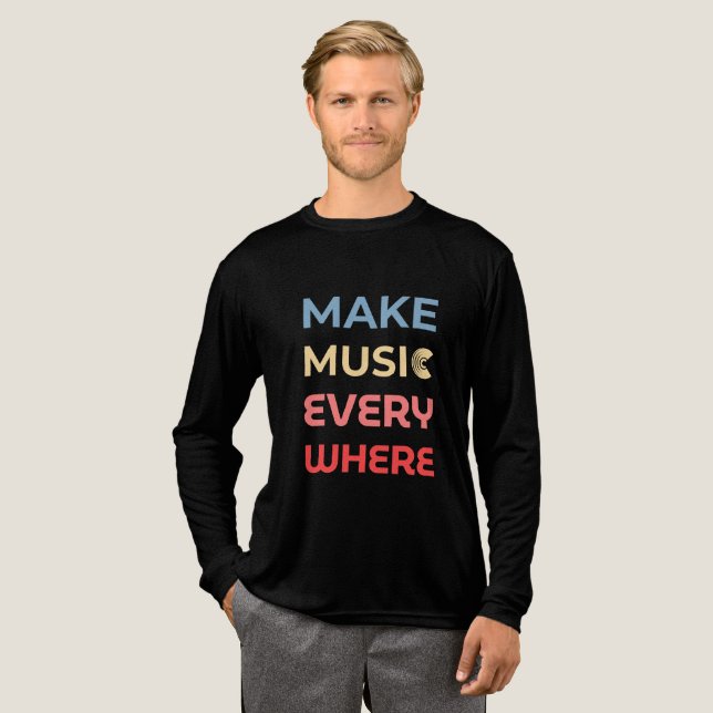 Retro Music Lover Gift – Make Music Everywhere  Tri-Blend Shirt (Full Front)