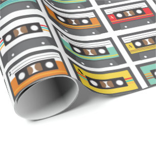 Retro Music Mix Cassette Tape Old School Wrapping Paper