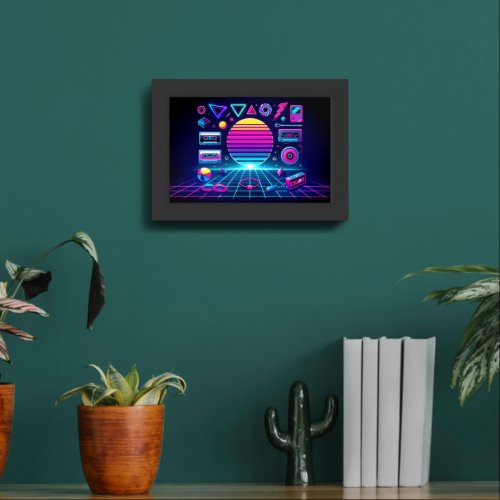 Retro Music Neon Framed Art