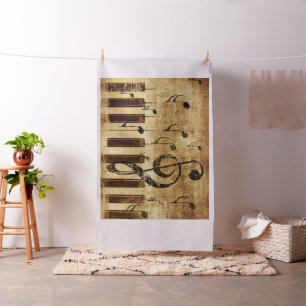 Retro music notes and piano fabric