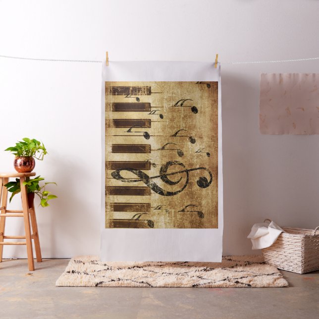 Retro music notes and piano fabric (In Situ)