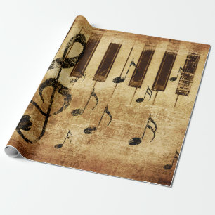 Retro music notes and piano wrapping paper