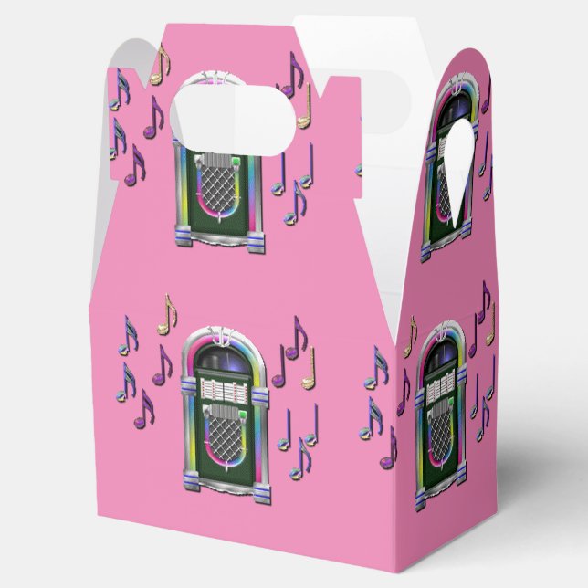 Retro Music Notes Juke Box Gable Favor Box (Opened)