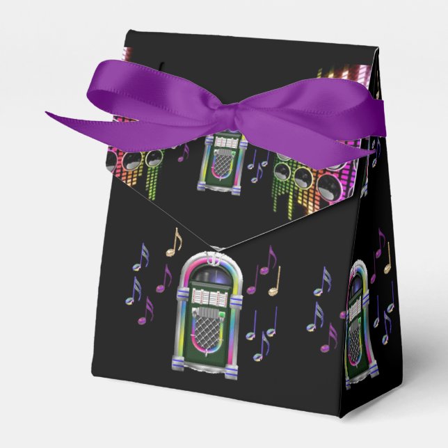 Retro Music Notes Juke Box Tent Favor Box (Front Side)