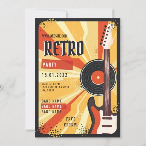 Retro music party flyer Announcement