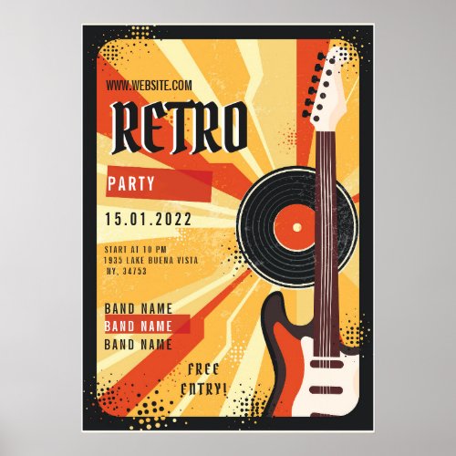 Retro music party flyer Announcement Poster