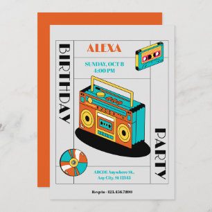 Retro Music player birthday Invitation
