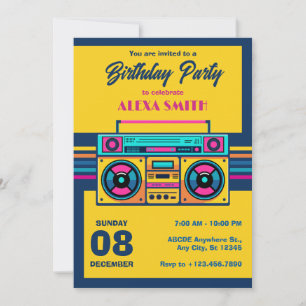 Retro music radio invitation
