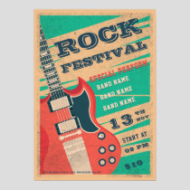 Retro music rock festival flyer Announcement Poster