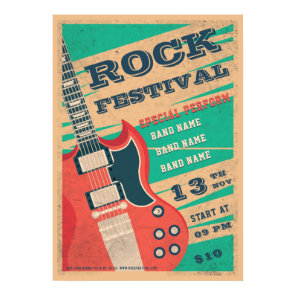 Retro music rock festival flyer Announcement Poster