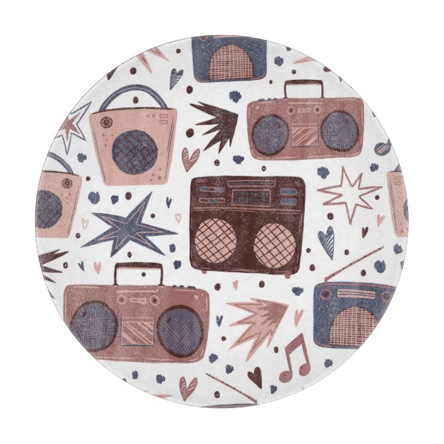 Retro Music Seamless Vintage Pattern. Cutting Board (Front)