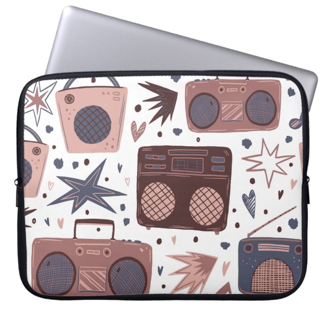 Retro Music Seamless Vintage Pattern. Laptop Sleeve (Front)